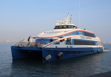 대만 진먼다오와 중국 푸젠성 샤먼을 오고가는 도착하는 페리 여객선. 연합뉴스