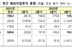 지난해 해외직접투자 역대 최대지만… 2분기부터 지속 감소