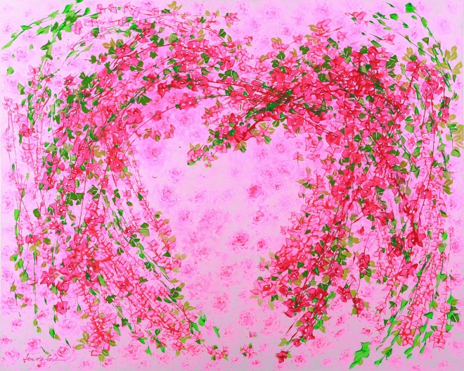 이범헌, 꽃춤(花舞) - Flower Dance_91x117cm, Mixed media on canvas