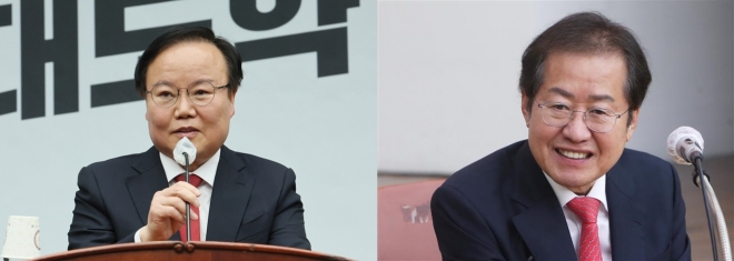 김재원(사진 왼쪽) 국민의힘 최고위원과 홍준표 대구시장. 연합뉴스