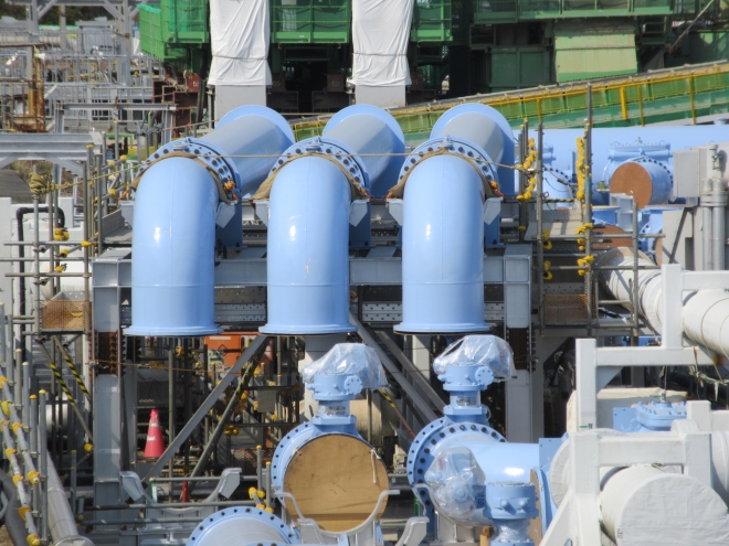 지난 4월 4일 일본 후쿠시마 제1원자력발전소 내 오염수 방류를 위한 시설 공사가 진행되고 있다. 도쿄전력 제공