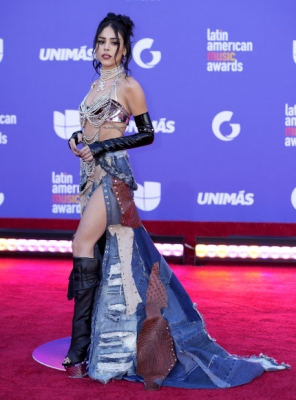 Danna Paola arrives at the Latin American Music Awards on Thursday, April 20, 2023, at the MGM Grand Garden Arena in Las Vegas. AP