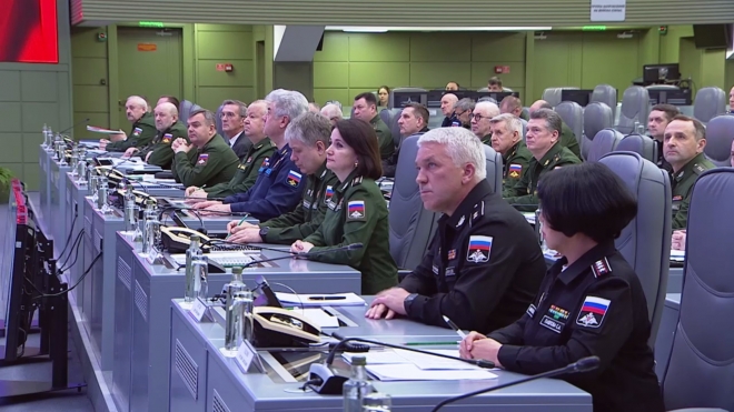 2일(현지시간) 세르게이 쇼이구 러시아 국방장관 주재로 러시아 연방군 지도부 회의가 열리고 있다. 2023.5.2 러시아 국방부