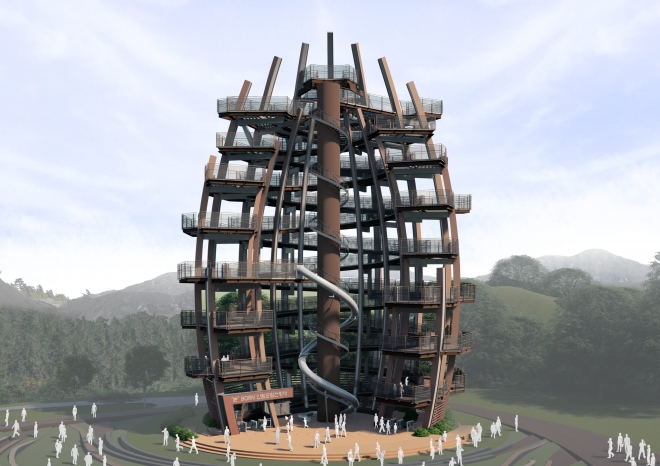 강원세계산림엑스포 랜드마크인 솔방울전망대. 강원세계산림엑스포조직위원회 제공