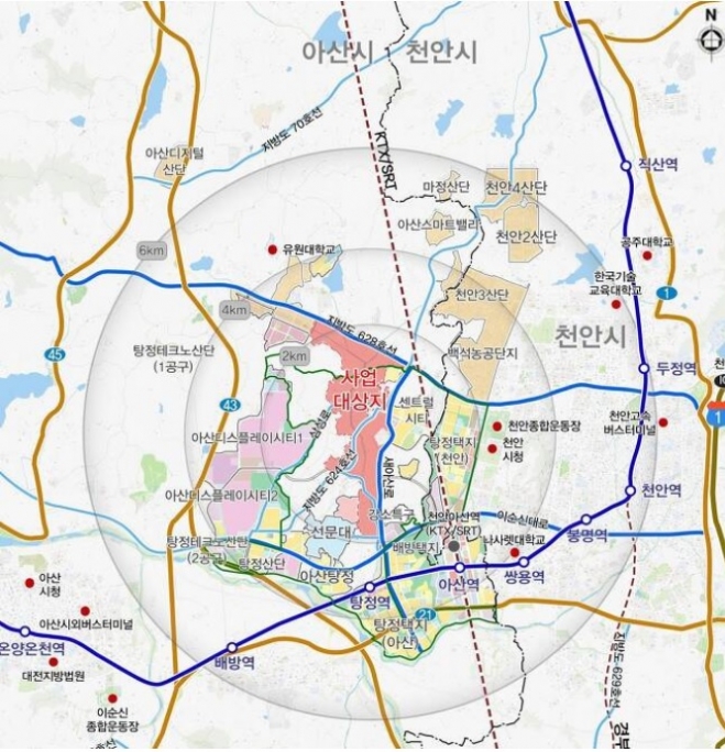 충남 아산탕정2 도시개발구역 위치도. 사진=국토부 제공