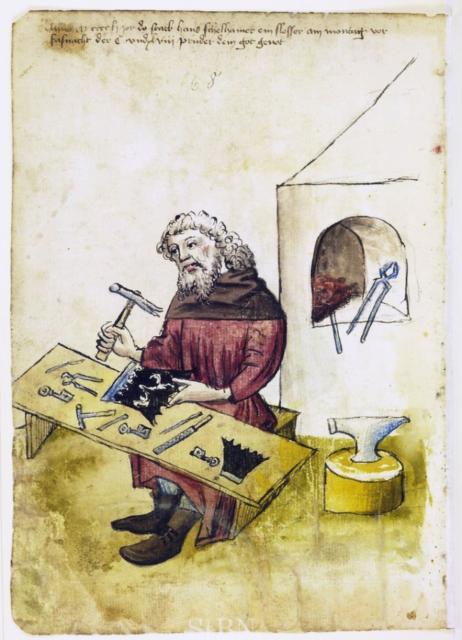15세기 자물쇠 제조공의 모습.  위키피디아 제공