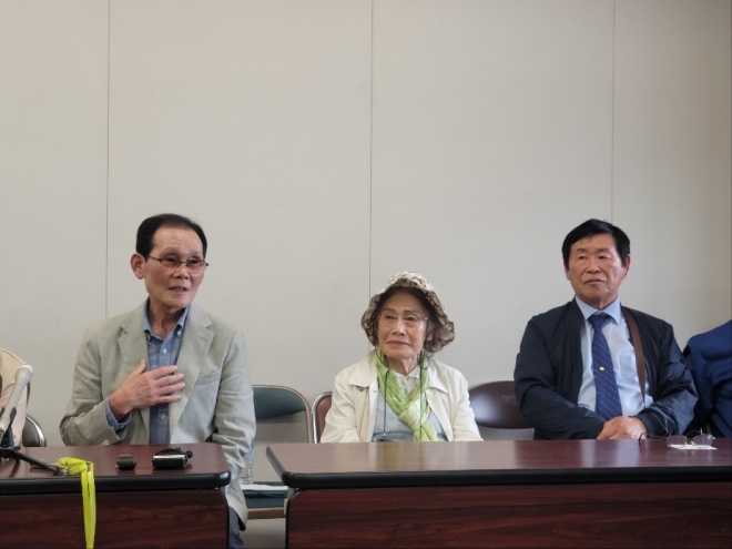 히로시마에서 기자회견 하는 한국원폭피해자협회