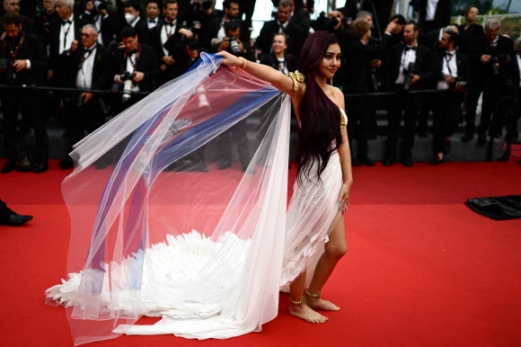 Cambodian actress Shin Yubin arrives for the screening of the film “The Zone Of Interest” during the 76th edition of the Cannes Film Festival in Cannes, southern France, on May 19, 2023. AFP 연합뉴스