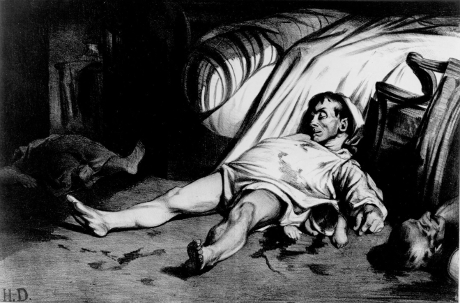 오노레 도미에, ‘트랑스노냉 가, 1834년 4월 15일’, 1834년 (33.9×46.5㎝, 예일대 미술관, 미국 코네티컷주 뉴헤이븐)