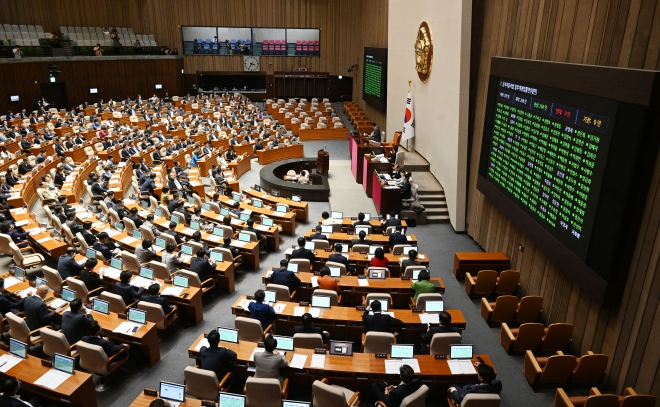 25일 제406회국회(임시회) 제1차 본회의에서 공직자윤리법 일부개정법률안이 통과 되고 있다. 안주영 전문기자