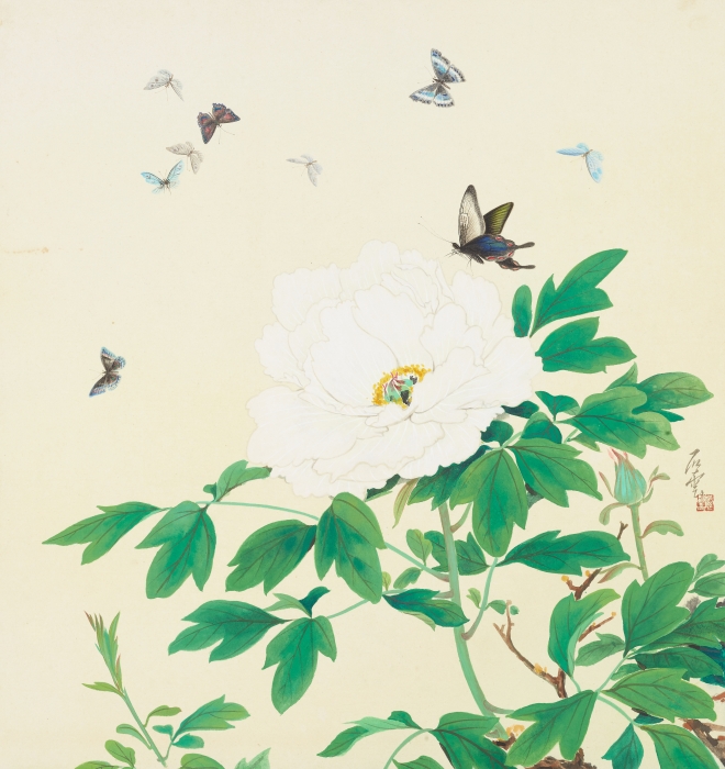 정은영, 모란과 나비(1980년대 전반), 종이에 색, 66㎝×62.3㎝. 국립현대미술관 제공