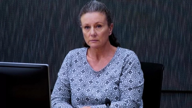 네 자녀를 살해한 혐의로 25~30년형을 선고받고 20년을 복역하다 새로운 의학적 증거가 나와 5일 사면돼 석방된 호주 여성 캐슬린 폴비그가 2019년 5월 1일 호주 뉴사우스웨일즈주 부검법원에서 진행된 항소심에 화상으로 출두해 재판을 받고 있다. EPA 자료사진 연합뉴스