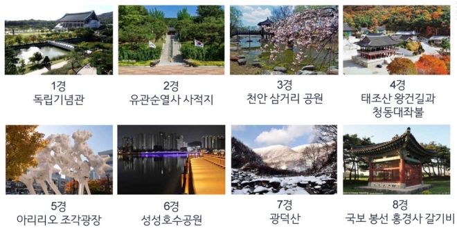 충남 천안시는 매력적인 요소를 담은 관광도시를 만들기 위해 관광자원으로 천안 8경을 재선정했다. 천안시 제공
