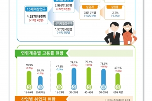 취업자 두 달 연속 35만명 증가 ‘고용 양호’… 청년·제조업은 감소