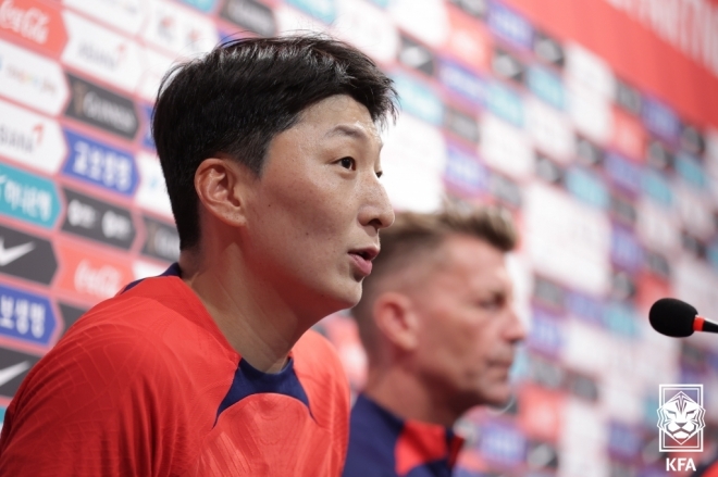 기자 회견 하는 박은선. 대한축구협회 제공