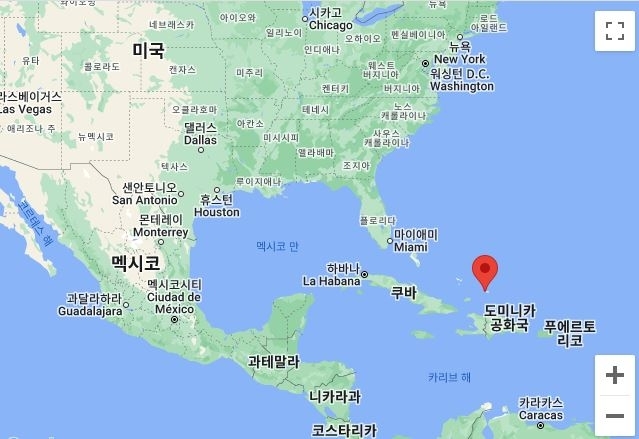 터크스 케이커스 제도.(붉은 표시) 구글 지도