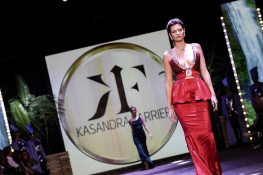 A model presents a creation by Costa Rican designer Kasandra Farrier during a show within the Costa Rica Fashion Week in San Jose, Costa Rica, 03 August 2023 (issued 04 August 2023). The Costa Rica Fashion Week (CRFW) runs from 03 to 05 August 2023. Under the slogan ‘Forever Green’ the event aims to ‘promote the best emerging fashion with ecological awareness, uniting two worlds that were historically opposed; Nature and the Fashion industry’ and plans to ‘plant 4500 trees (one tree per ticket) in its 2023 edition’, CRFW says on their website.  EPA 연합뉴스