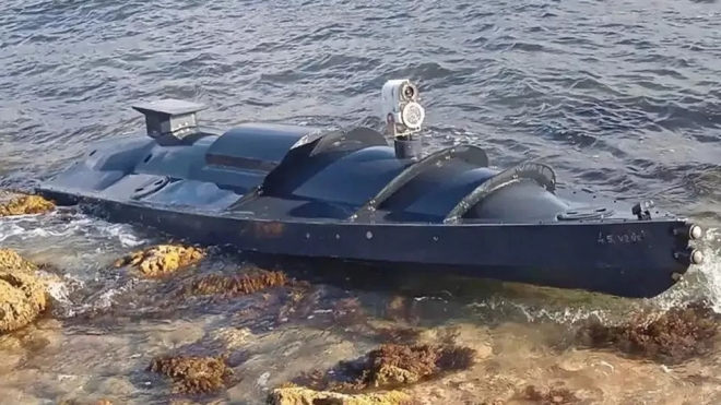 우크라이나군이 러시아의 흑해 항만 노보로시스크를 공격한 해상드론과 같은 모델. 라이바(RYBAR) 제공