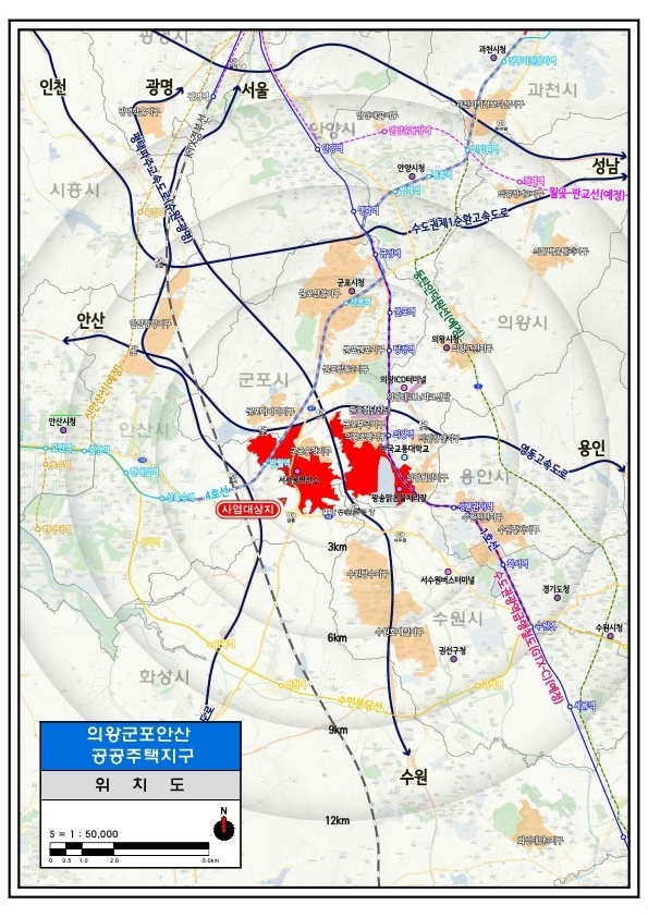 안산, 군포, 의왕지구 위치도