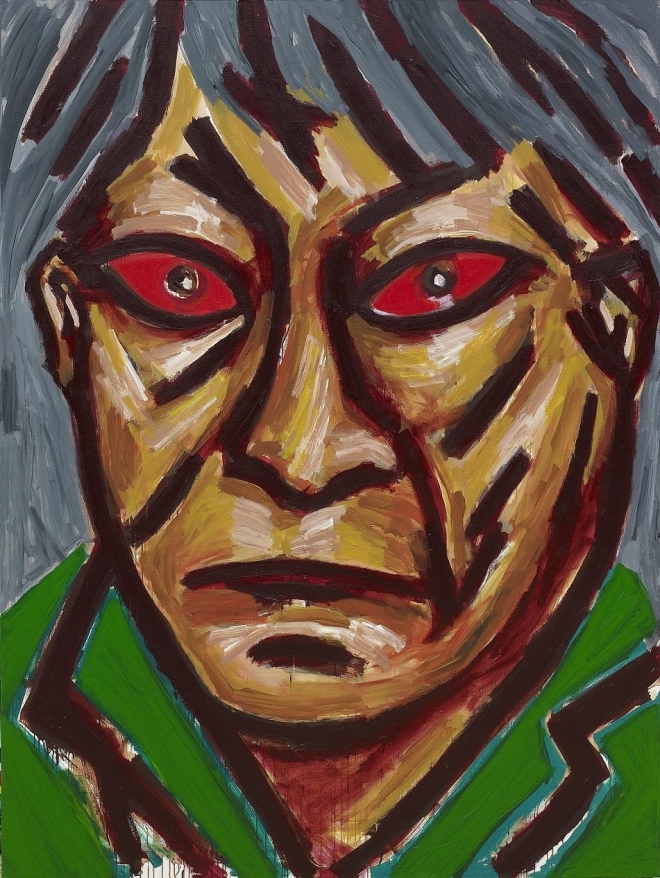 서용선 빨간 눈의 자화상, 2009, 캔버스에 아크릴릭, 259×194cm. 골프존뉴딘홀딩스 소장.