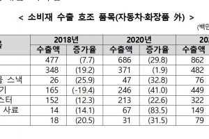 올 상반기 소비재 수출 전체 16%차지…자동차 수출 40%증가 소비재 수출 주도