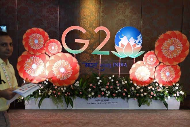 27일(현지시간) 인도 첸나이에서 열린 G20 환경·기후장관회의. 2023.7.27 AFP 연합뉴스