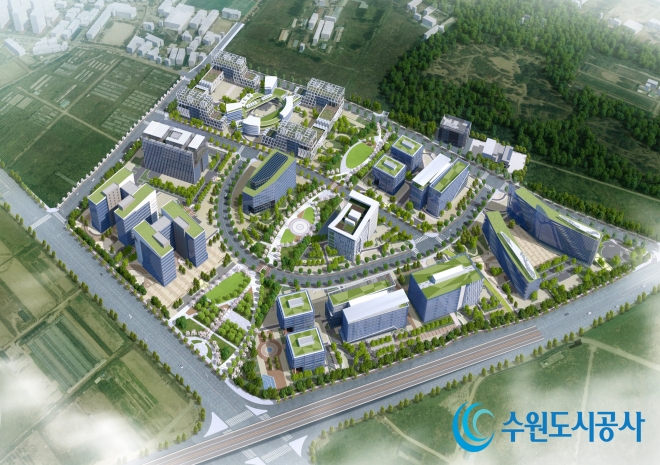 수원특례시 민선 8기 핵심 사업 중 하나인 ‘탑동 이노베이션밸리’ 조감도. 첨단기업이 들어설 복합업무단지다. 수원시 제공