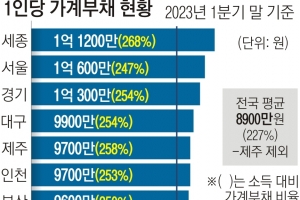 1인당 짊어진 빚 소득 2배 넘었다