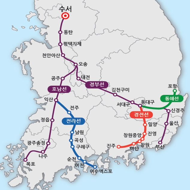 SRT 운행 노선도