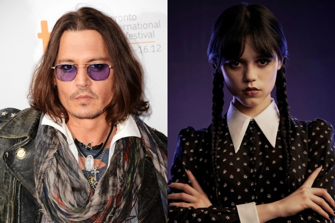 조니 뎁과 제나 오르테가.  AFP 연합뉴스·넷플릭스 제공