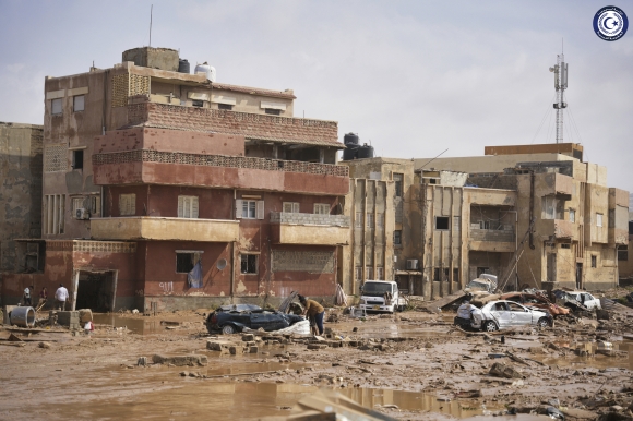 Libya Floods 11일(현지시간) 북아프리카 리비아 동부 항구도시 데르나가 지중해성 폭풍 ‘대니얼’ 영향으로 침수된 모습. 2023.9.11 AP 연합뉴스