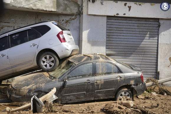 Libya Floods 11일(현지시간) 지중해성 폭풍 ‘대니얼’ 영향으로 침수된 북아프리카 리비아 동부 항구도시 데르나. 2023.9.11 AP 연합뉴스