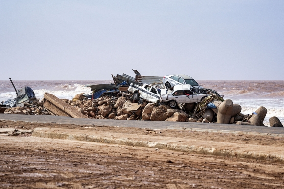 CORRECTION-LIBYA-FLOOD-STORM 11일(현지시간) 지중해성 폭풍 ‘대니얼’ 영향으로 침수된 북아프리카 리비아 동부 항구도시 데르나. 2023.9.11 AFP 연합뉴스