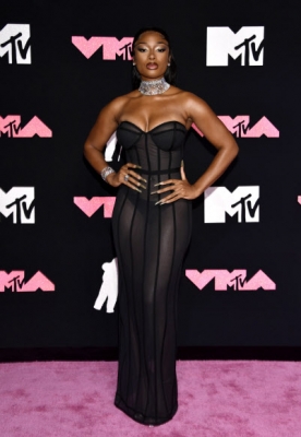 Megan Thee Stallion arrives at the MTV Video Music Awards on Tuesday, Sept. 12, 2023, at the Prudential Center in Newark, N.J. AP