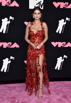 Selena Gomez arrives at the MTV Video Music Awards on Tuesday, Sept. 12, 2023, at the Prudential Center in Newark, N.J. AP