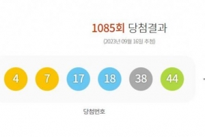 1085회 로또 당첨번호 4·7·17·18·38·44… 보너스 36