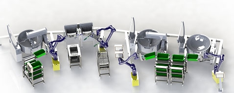 서울 성북구 숭곡중학교 조리실에 설치된 조리로봇 4기 모습. 서울시교육청 제공