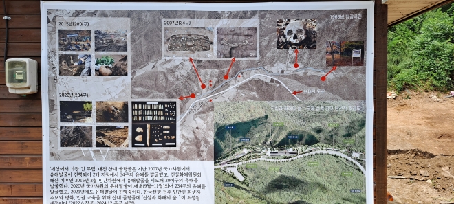 대전 골령골에서 발굴된 4·3희생자 유해의 위치를 알리는 지도. 제주도 제공