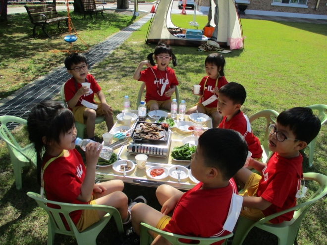 아산초등학교 백아가족 캠프 전경.