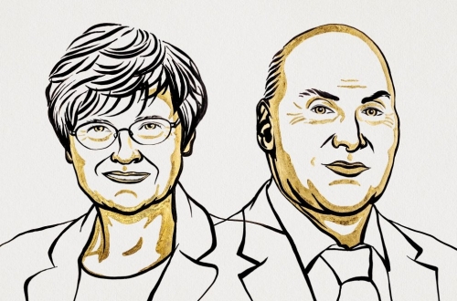 2023년 노벨 생리의학상 수상자인 커털린 커리코 박사(왼쪽)와 드루 와이스먼 미국 펜실베니아대 의대 교수  노벨 재단 제공