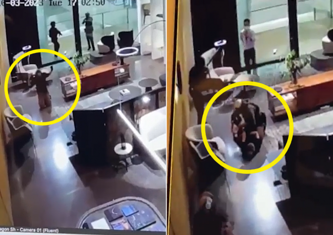 3일(현지시간) 태국 수도 방콕의 유명 쇼핑몰 시암 파라곤에서 14세 소년이 총기를 난사해 7명의 사상자가 나오는 일이 벌어졌다. 사진은 용의자가 체포되는 장면이 담긴 폐쇄회로(CC)TV 영상 일부. 태국 매체 ‘네이션’ 엑스(옛 트위터) 캡처