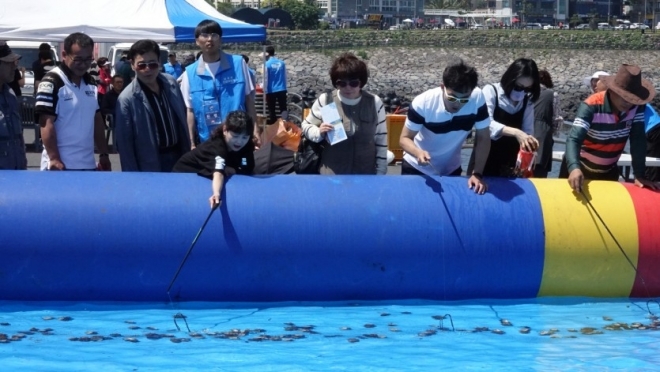 서귀포항 동부두 일대에서 6일부터 8일까지 서귀포은갈치축제가 열린다. 사진은 낚시체험하는 모습. 서귀포시 제공