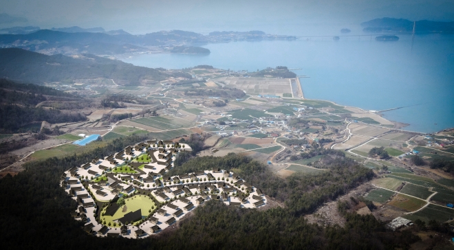 고흥 거금도에 들어설 국내 최대 규모의 독일마을 조감도. 내년 9월 착공, 2025년 12월 완공한다.