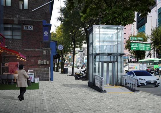 외부 엘리베이터 설치 조감도