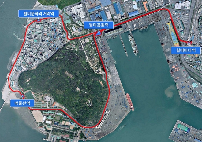 월미바다열차 운행 노선도