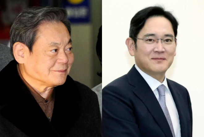 고 이건희(왼쪽) 선대회장·이재용(오른쪽) 삼성전자 회장