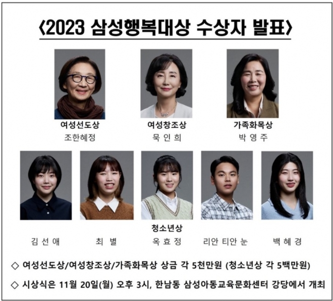 2023 삼성행복대상 수상자. 삼성생명공익재단 제공