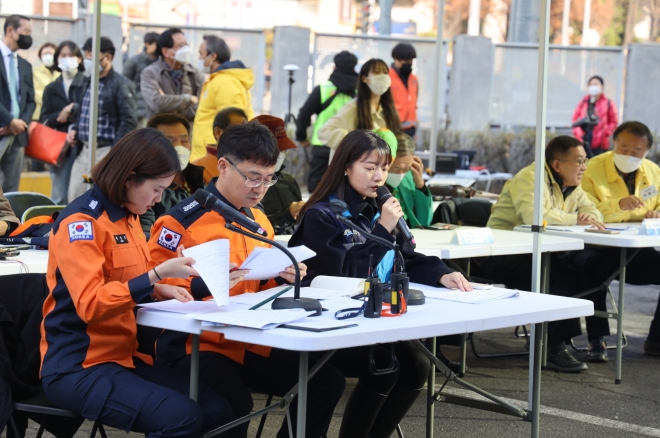 지난해 한진 남서울물류센터에서 실시한 재난대응 안전한국 훈련. 2023.10.23 금천구 제공