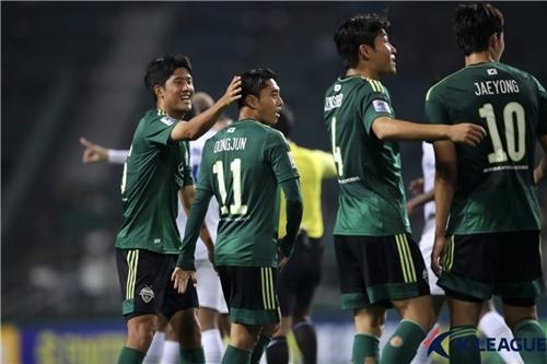 전북 현대 이동준의 맹활약 속에 전북이 25일 아시아축구연맹 챔피언스리그 조별리그 3차전에서 싱가포르 라이언 시티를 3-0으로 완파했다. 한국프로축구연맹 제공