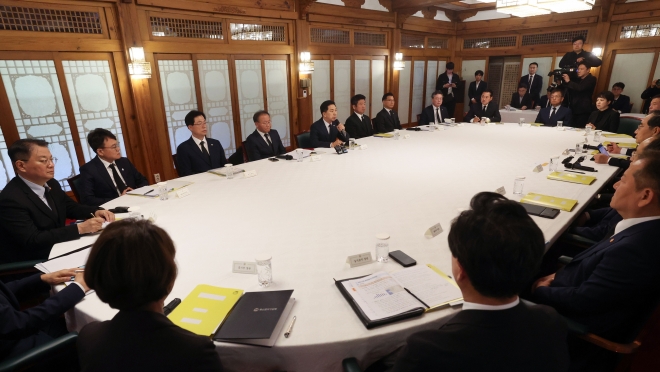 29일 오전 서울 종로구 삼청동 총리 공관에서 열린 제14차 고위당정협의회에서 김기현 국민의힘 대표가 발언하고 있다. 2023.10.29 오장환 기자